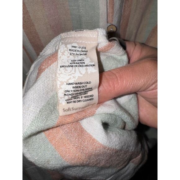 Soft Surroundings Striped Linen Blend Maxi Dress Size Medium - Picture 7 of 7